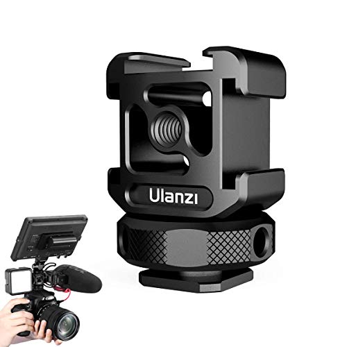 ULANZI PT-12 Camera Hot Shoe Extension Bracket with Triple Cold Shoe Mounts for Microphone LED Video Light, 1/4'' Screw for Magic Arm, Aluminum Shoe Mount Compatible with Nikon Canon Sony Cameras