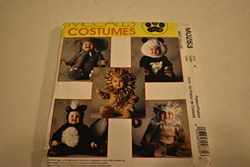 McCalls M0283 / 8938 Lion, Elephant, Monkey, Skunk, Panda Bear Costume Sewing Patterns, Unisex Children's Toddler Size 4