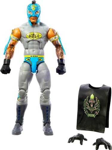 Mattel WWE Rey Mysterio Top Picks Elite Collection Action Figure with Entrance Shirt, 6-inch Posable Collectible Gift for WWE Fans Ages 8 & Up