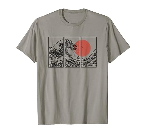 Retro Japanese Japan Flag Great Wave Outline Graphic T Shirt