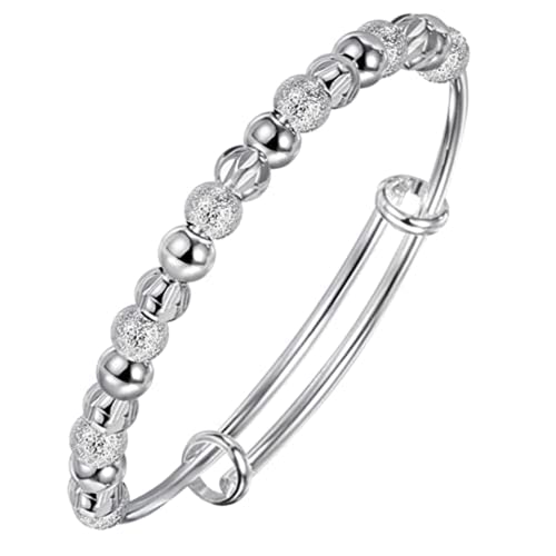 Sterling Silver Bangle Bracelets for Women,Fashion Jewelry Simple Adjustable 925 Silver Cuff Bangles for Women Mom Wife Valentine Mothers Day Gift (Silver-19)