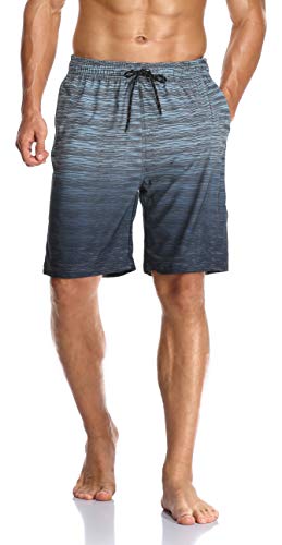 Flytop Mens Swim Trunks Quick Dry Board Shorts with Zipper Pockets Bathing Suit Grey