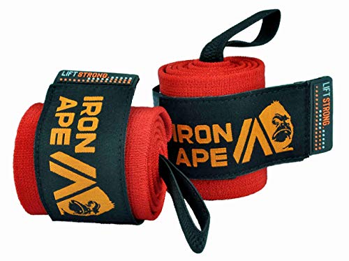 IRON APE Extra Stiff 24' Wrist Wraps. New Versatile Twin Thumb Loop Design for Powerlifting, Strongman, Weightlifting, and Bodybuilding. Weightlifting Wrist Support for Men and Women