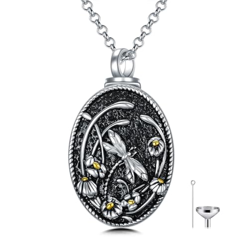 MEIDERBO Dragonfly Urn Necklaces for Ashes 925 Sterling Silver Dragonfly Pendant Cremation Keepsakes Memory Jewelry for Women
