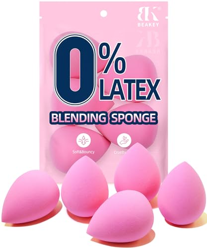 BEAKEY Latex Free Blender Makeup Sponge for Blending, Pink Makeup Sponge Set, Soft Beauty Sponge, for Flawless Application of Liquid, Cream, and Powder Cosmetics, Pink Makeup Gifts