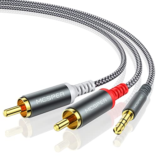 MCSPER RCA to 3.5mm AUX Cable, (6.6 Feet) 3.5 mm 1/8 to RCA 2-Male Headphone Jack Adapter Splitter Premium Stereo Audio Cord for Connects a Smartphone, Tablet, HDTV