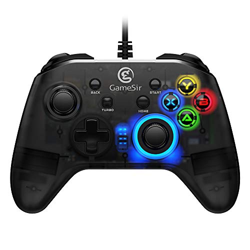 GameSir T4W Wired Game Controller Joystick for PC Windows 10/8/7 Dual Shock Gamepad, USB Gamepad with LED Backlight Joystick Vibration Feedback,Semi-Transparent Design