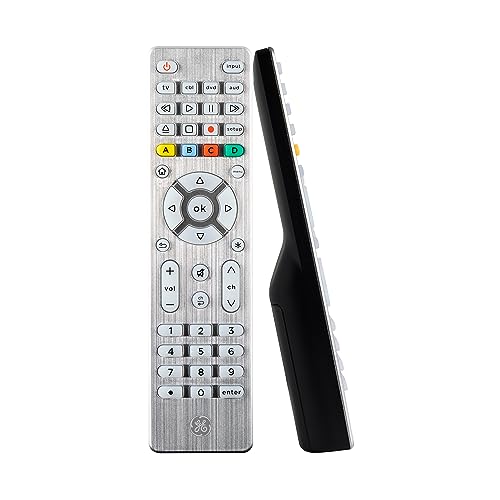 GE Universal Remote Control, Samsung TV Remote, Universal TV Remote for Roku TV, Vizio, LG, Sony, Sharp, Roku, Apple TV, TCL, Panasonic Smart TVs, Streaming Players Blu-ray, DVD 4-Device, Silver 48844