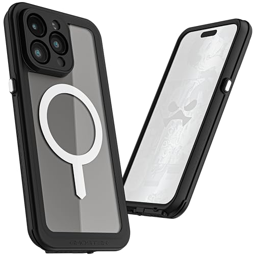 Ghostek Nautical Slim Waterproof Case for Apple iPhone 15 Pro Max - Built-in Screen & Camera Lens Protector, Compatible with MagSafe (6.7 Inch, Clear)