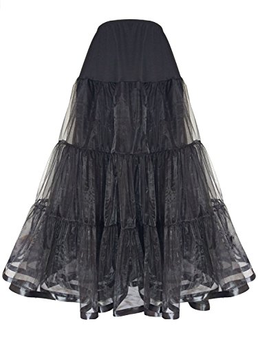 Shimaly Women's Floor Length Wedding Petticoat Long Underskirt for Formal Dress (S-L, Black)