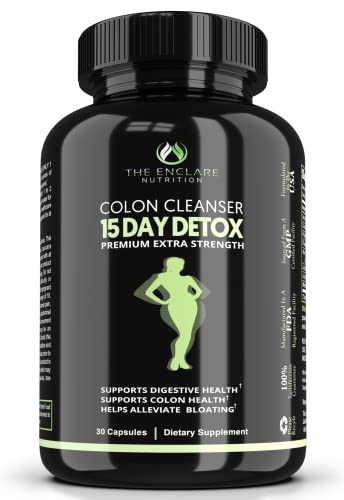 THE ENCLARE NUTRITION Colon Cleanser Detox. Premium 15 Day Fast-Acting Diet Pills, Probiotic, Fiber, Natural Laxatives Constipation Relief, Bloating. Boosts Energy, Focus, Gut Health (1)