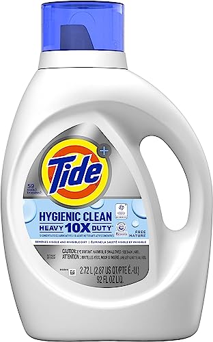 Tide Hygienic Clean Heavy Duty 10x Free Liquid Laundry Detergent, Unscented, 59 loads, 92 fl oz, HE Compatible