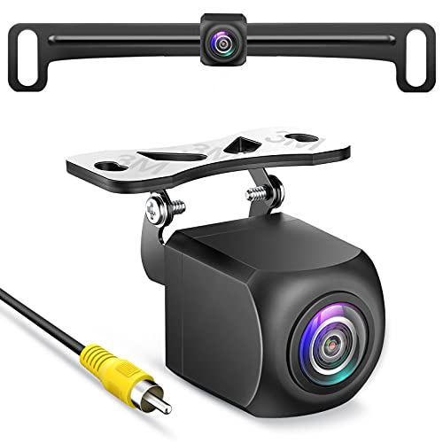 HD Backup Camera,Metal Housing 170 Degree Wide View Angle License Plate Rear View Camera for Car,Clear Night Vision IP69 Waterproof Rearview Universal Reverse Cam Kit for Vehicle SUV RV Pickup