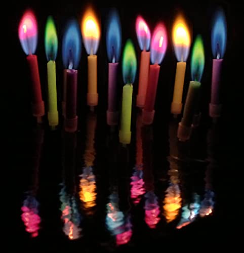 Amazing Colorflame Multicolor Happy Birthday Candles and Holders (12 Count),Unscented