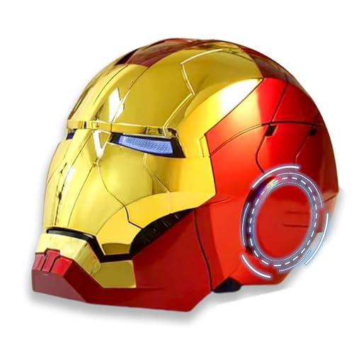 Iron-Man Mark 5 Helmet Gold Style- Voice Control, Sensing Open&Close, and LED Light-Up Eyes - 1:1 Model Prop - Wearable Movie Replica - Perfect for Christmas and Halloween