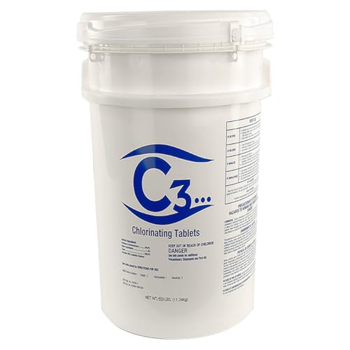 C3... 3' Stabilized Chlorine Tablets for Swimming Pools and Spas | Individually Wrapped | Slow Dissolving Tabs | 50 Pounds