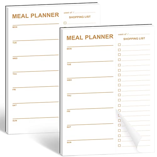 Weekly Meal Planner Magnetic, 2 Pack Undated Tear-off Sheets Meal Planning Notepad, Magnetic Meal Planner for Refrigerator, Meal Planner and Grocery List