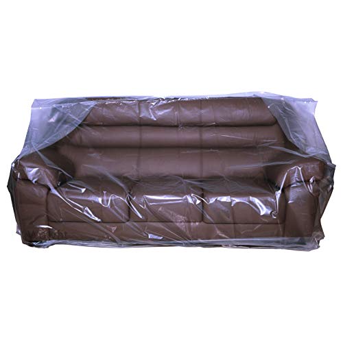 Wowfit Furniture Cover – Dust-Proof Moving Bag for Sofa, Moving Boxes – Clear & Odorless Plastic Bag for Moving – 4mil Thick Sofa Cover(Not Include Tape) – 92W x 42D x 62/41H Inches