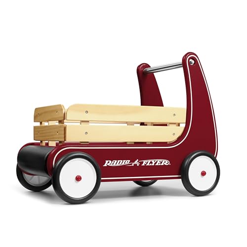 Radio Flyer Classic Walker Wagon, Sit to Stand Toddler Toy, Wood Walker, For Ages 1-4, Red