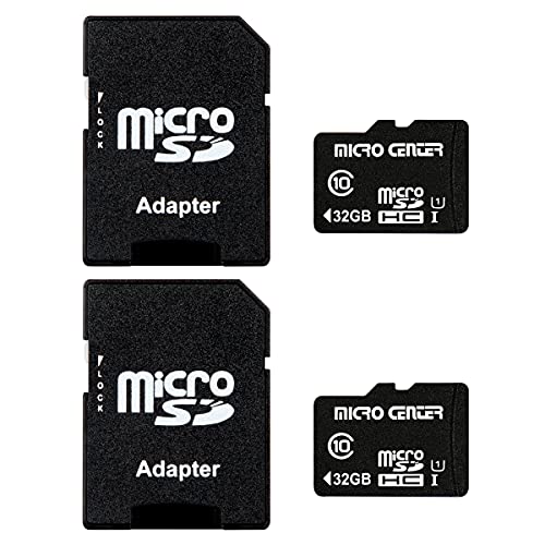 INLAND Micro Center 32GB Class 10 MicroSDHC Flash Memory Card with Adapter for Mobile Device Storage Phone, Tablet, Drone & Full HD Video Recording - 80MB/s UHS-I, C10, U1 (2 Pack)