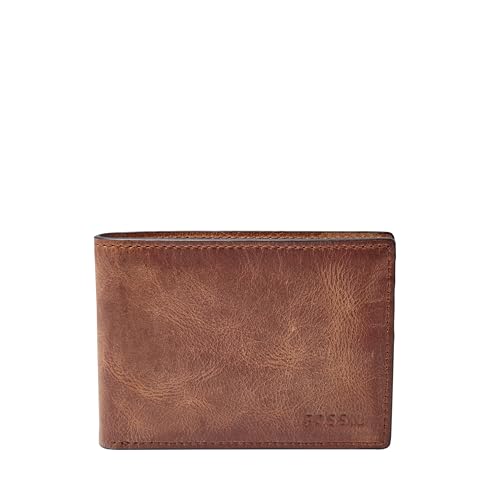 Fossil Men's Derrick Leather Slim Minimalist Bifold Front Pocket Wallet, Brown, (Model: ML3709200)