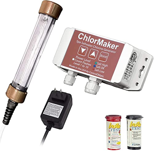 ControlOMatic ChlorMaker Saltwater Chlorine Generation System for Spas and Hot Tubs Up to 2,000 Gallons, Converts Any Spa to Saltwater System