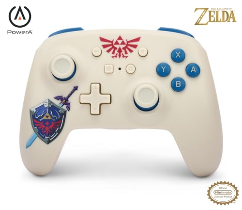 PowerA Wireless Nintendo Switch Controller - Legend of Zelda Sworn Protector, tears of the kingdom, AA Battery Powered (Battery Included), Pro Controller for Switch, Advanced Gaming Buttons, Officially Licensed by Nintendo