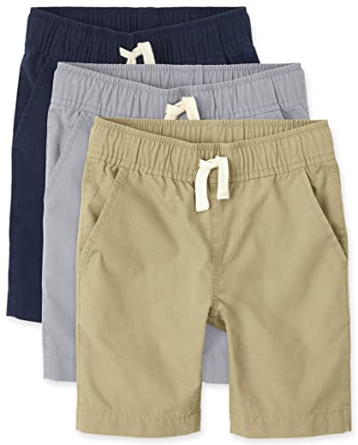 The Children's Place boys Pull On Jogger Shorts, Fin Gray/Flax/Tidal, 16