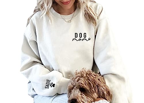 Up2ournecksinfabric Custom Dog Mom Sweatshirt - Women's Paw Sweatshirt - Mom Sweater - Customized Sweatshirt - Cute Dog Paw Pullover - Sweatshirt For Dog Mom - Christmas Sweatshirt - Christmas Gift