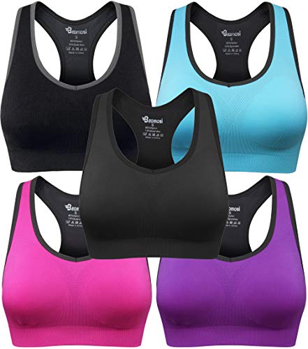 BAOMOSI Women's Seamless Racerback Sports Bra High Impact Support Yoga Gym Workout Fitness Black Blue Grey Purple Rose Red XL