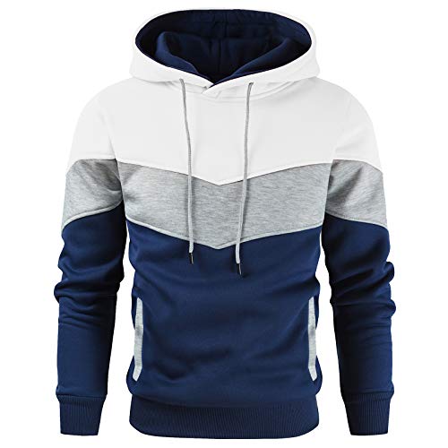 Gesean Novelty Hoodies Sweatshirt Outerwear with Pocket for Men Blue X-Large