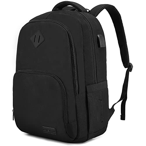 LOVEVOOK Black Backpack for Women Men, School Bookbag with Laptop Compartment for College Work Travel, Water Resistant Daypack, Fit 15.6' Laptop