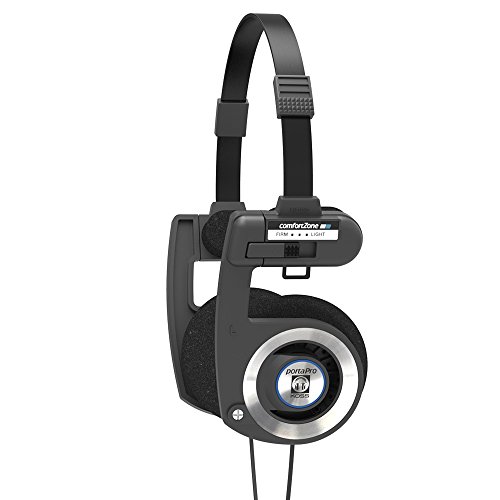 Koss Porta Pro Black On-Ear Headphones, Retro Style, Collapsible Design, Case Included, Black