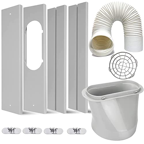 LEZIFU Portable Air Conditioner Window Kit with Hose, Adjustable Window Seal with 5.9 Inch Diameter 59' Length Hose for Vertical/Horizontal Window Kit