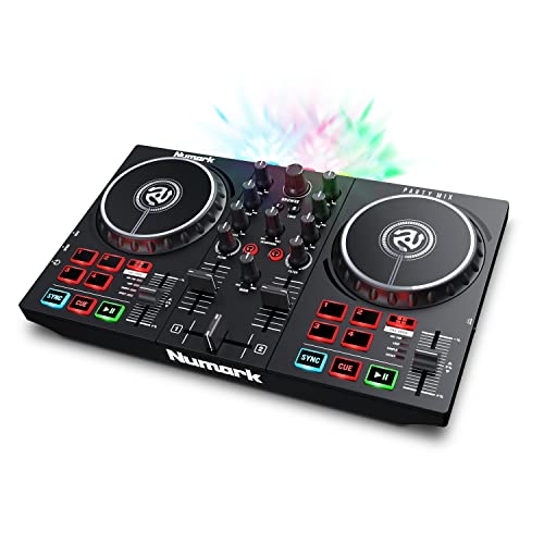 Numark Party Mix II - DJ Controller with Party Lights, DJ Set with 2 Decks, DJ Mixer, Audio Interface and USB Connectivity + Serato DJ Lite