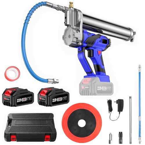 TaskStar Grease Gun Battery Powered, [2023 Update Powerful] 21V Electric Grease Gun Kit with 12000 PSI Explosion-Proof Hoses, Variable Speed Trigger, Cordless Grease Gun with Batteries and Charger