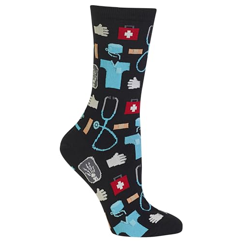 Hot Sox womens Novelty Occupation Crew Casual Sock, Medical (Black), Size 9-11