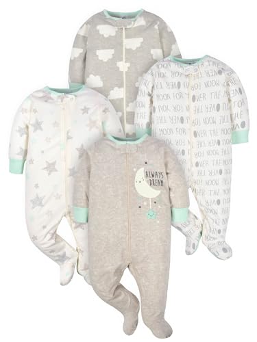 Gerber Unisex Baby 4 Pack Sleep 'N Play Footie Elephants 0-3 Months