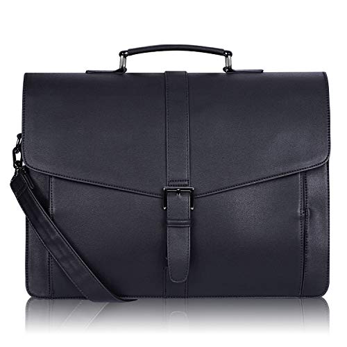 ESTARER Men's Leather Briefcase for Travel/Office/Business 15.6 Inch Laptop Messenger Bag
