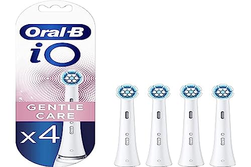 Oral-B iO Gentle Care Electric Toothbrush Head, Twisted & Angled Bristles for Deeper Plaque Removal, Pack of 4 Toothbrush Heads, Suitable for Mailbox, White