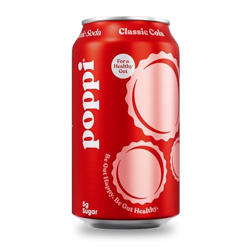 POPPI Sparkling Prebiotic Soda, Beverages w/Apple Cider Vinegar, Seltzer Water & Fruit Juice, Low Calorie & Low Sugar Drinks, Classic Cola, 12oz (12 Pack) (Packaging May Vary)