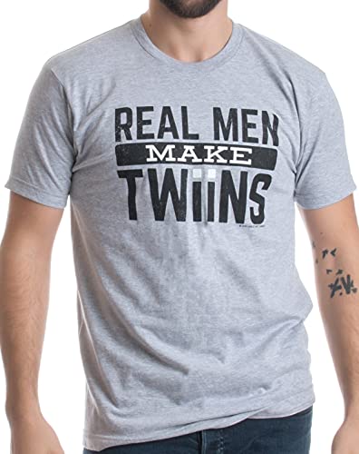 Ann Arbor T-shirt Co. Adult Real Men Make Twins | Funny New Dad Father's Day, Daddy Humor, XL, Sport Grey