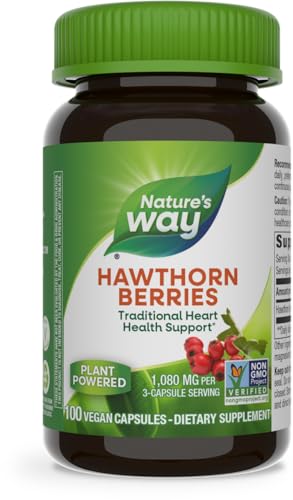 Nature's Way Herbal Hawthorn Berries, Traditional Heart Health Support*, 100 Vegan Capsules (Packaging May Vary)