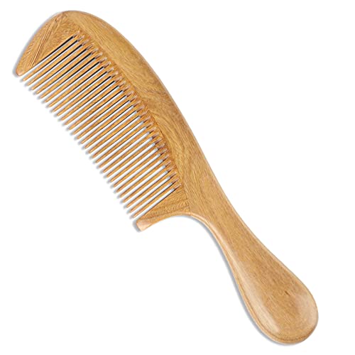 Onedor Handmade 100% Natural Green Sandalwood Hair Combs - Anti-Static Sandalwood Scent Natural Hair Detangler Wooden Comb (Fine Tooth)