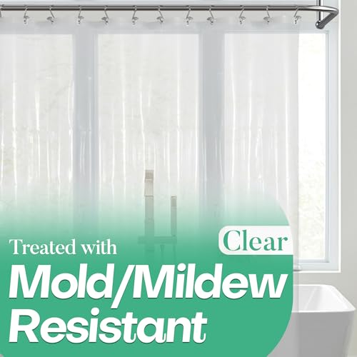 Mrs Awesome Clear Shower Curtain Liner with 3 Magnets, 72x72 Premium Flexible Sturdy Plastic Shower Curtain for Bathroom, 4G PEVA Lightweight & Waterproof, Clear