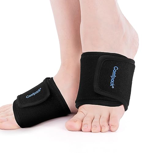 Comfpack Arch Support Cold Therapy Wrap 2 Packs for Foot Pain Relief, Reusable Gel Ice Packs for Foot Plantar, Wrist, Ankle, Great for Plantar Fasciitis, Pain, Bruises, Injuries