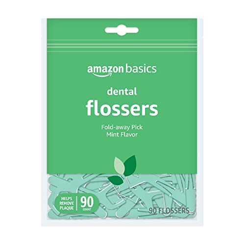 Amazon Basics Mint Dental Flossers, 90 Count, 1 Pack (Previously Solimo)