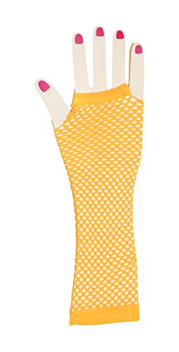 Neon Fish Net Long Arm Sleeve Glove Trendy Fashion Punk Style (Neon Orange)