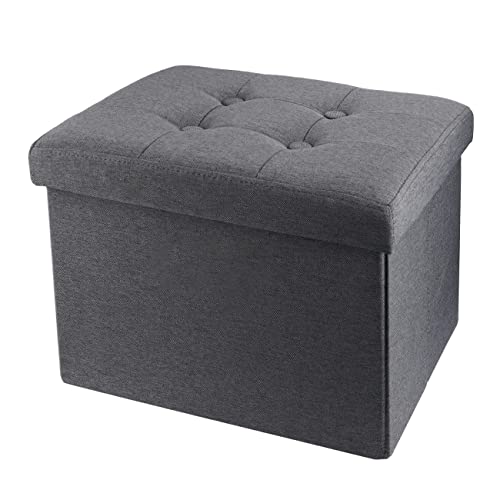 ALASDO Ottoman Storage Ottoman Footrest Stool Small Ottoman with Storage Foldable Ottoman Foot Rest Footstool Bench for Living Room 17x13x13inches Grey