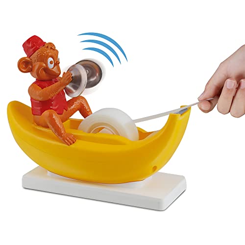 Amazeko Monkey Tape Dispenser with Clapping Motion, Fun Animal Desk Decor, 1 in Core, Non-Slip Weighted Banana